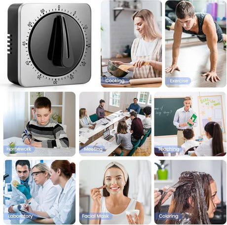 Kitchen Timers for Cooking - Chef's Kitchen Timer with Audible Alarm - Mechanical Desktop Timer - No Batteries Required - Magnetic Back - Beautiful Stainless Steel Magnetic Countdown Reminder