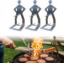 BBQ Stainless Steel Sausage Holder, 3 Pieces, Portable Standing Man Stand, Fun Fork for Camping, Picnic, Garden, Kitchen, BBQ, Gifts for Men