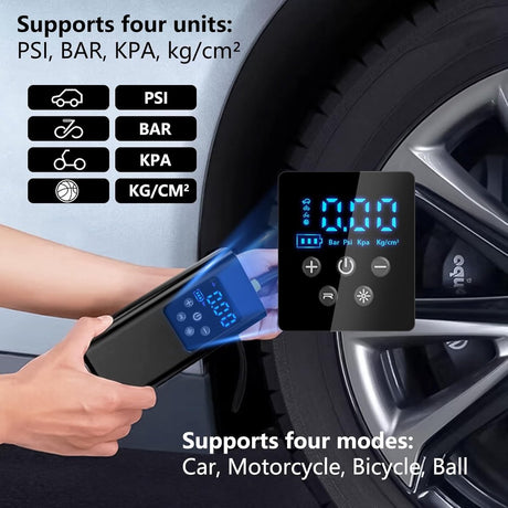 Bicycle pump - Electric bicycle pump - Bicycle pumps - 150 PSI electric air pump - 6000 mAh - Battery compressor - Mini portable air pump for bicycles - For tires, cars, bikes, motorcycles
