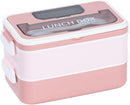 Lunch boxes - lunch box for adults - lunch box for children - lunch box with compartments - stackable lunch box - leakproof lunch container - 1600ML - with 2 layers - for children, adults, students (pink)