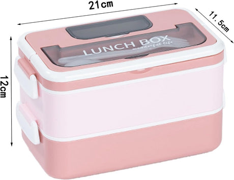 Lunch boxes - lunch box for adults - lunch box for children - lunch box with compartments - stackable lunch box - leakproof lunch container - 1600ML - with 2 layers - for children, adults, students (pink)