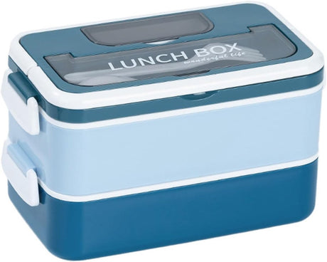 Lunch boxes - lunch box for adults - lunch box for children - lunch box with compartments - stackable lunch box - leakproof lunch container - 1600ML - with 2 layers - for children, adults, students (blue)