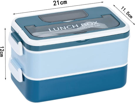 Lunch boxes - lunch box for adults - lunch box for children - lunch box with compartments - stackable lunch box - leakproof lunch container - 1600ML - with 2 layers - for children, adults, students (blue)