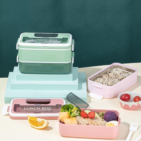 Lunch boxes - lunch box for adults - lunch box for children - lunch box with compartments - stackable lunch box - leakproof lunch container - 1600ML - with 2 layers - for children, adults, students (vegetables)