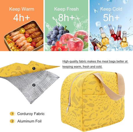 Children's Lunch Bags - Reusable Lunch Bag - Lunch Bags - Lunch Bags for Women and Men - Mini Insulated Bag 6L - Small Insulated Picnic Bag - For Work, School, Picnics and Travel (Yellow)