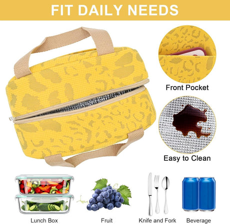 Children's Lunch Bags - Reusable Lunch Bag - Lunch Bags - Lunch Bags for Women and Men - Mini Insulated Bag 6L - Small Insulated Picnic Bag - For Work, School, Picnics and Travel (Yellow)