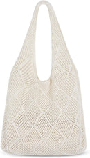 Crochet tote bag - Women's knitted beach bag - Knit - Summer hobo bag - Vacation - Boho - Tote bag (beige)