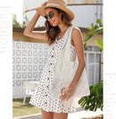 Crochet tote bag - Women's knitted beach bag - Knit - Summer hobo bag - Vacation - Boho - Tote bag (beige)