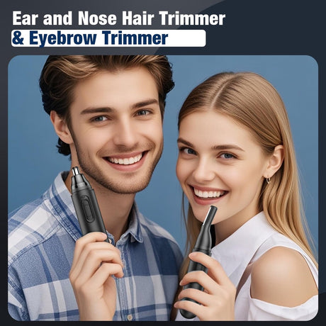 2-in-1 Nose Trimmer - Nose Trimmer - Eyebrow and Ear Trimmer - USB Rechargeable - Nose Trimmer for Men and Women - Black