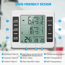 Thermometer - thermometers - indoor thermometer - freezer thermometer - freezer thermometer - digital hygrometer - with 2 sensors - for freezer with temperature alarm, MIN/MAX, temperature trend arrow display