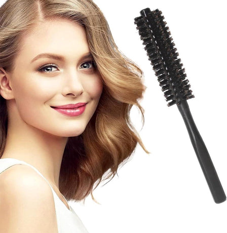 Small round hair dryer brush - curling brush for hair - 1 piece - black - boar bristles