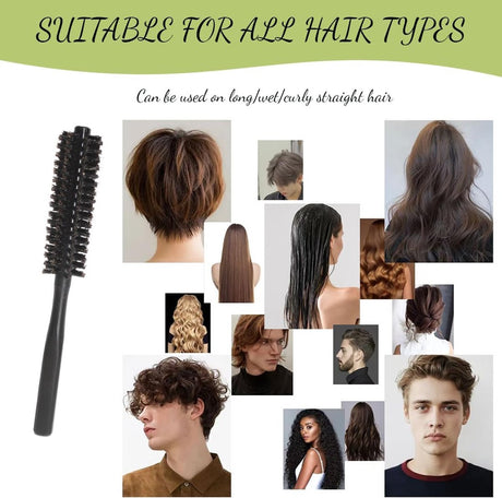 Small round hair dryer brush - curling brush for hair - 1 piece - black - boar bristles