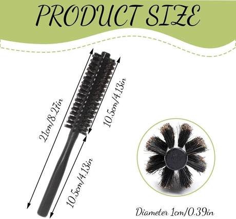 Small round hair dryer brush - curling brush for hair - 1 piece - black - boar bristles