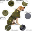 Dog Raincoat - Dog Jacket - Waterproof Winter Dog Coat - Windproof Dog Coat - Winter Dog Coat - Reflective Strip - Green - Size XL - Perfect for Medium-Sized Dogs