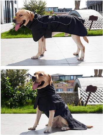 Dog Raincoat - Dog Jacket - Waterproof Winter Dog Coat - Windproof Dog Jacket - Winter Dog Coat - Reflective Strip - Black - Size XXL - Perfect for medium and large dogs