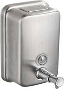 Durable commercial wall-mounted stainless steel soap dispenser with a large capacity for hand soap, rust-resistant design, perfect for bathrooms, hotels, restaurants or homes (brushed silver)