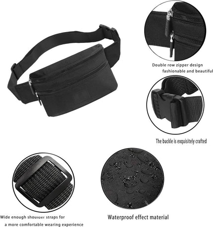 Fanny pack - Men's and Women's - Pouch - Fanny pack - Shoulder bag for phone - Travel - Walking - Black