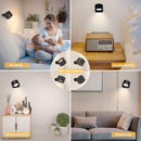 Lamp - Indoor wall light - LED wall light - Night light for adults - Battery operated wall light (1 piece) - Touch control with 3 brightness levels - 360° rotation - For living room, bedroom, staircase - Black