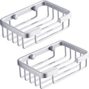 Wall-mounted aluminum soap dish for bathroom and kitchen - Silver, 2 pieces