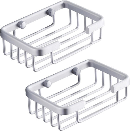 Wall-mounted aluminum soap dish for bathroom and kitchen - Silver, 2 pieces