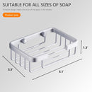 Wall-mounted aluminum soap dish for bathroom and kitchen - Silver, 2 pieces