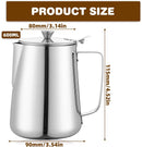 Milk Jug - Barista Latte Artisan Accessories with Lid - 600ml Milk Jug - Stainless Steel Milk Jug with Lid - Milk Frothing Jug - Coffee Milk Jug with Cup - Suitable for Cappuccino, Espresso, and Barista Use