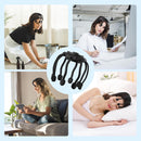 The head massager features 3 vibrating contacts, is ultra-rechargeable, and has a removable head attachment. Suitable for pain and anxiety relief, stress reduction, relaxation, and deep sleep.