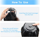 The head massager features 3 vibrating contacts, is ultra-rechargeable, and has a removable head attachment. Suitable for pain and anxiety relief, stress reduction, relaxation, and deep sleep.