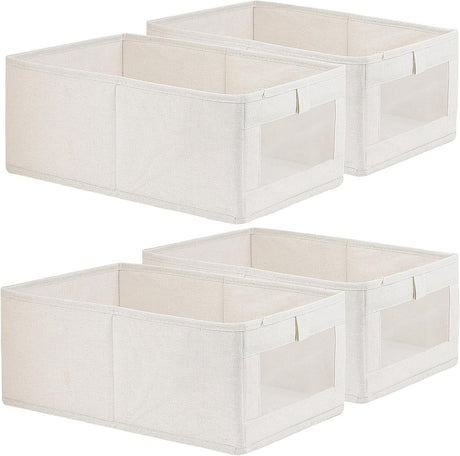 Storage Bins - Laundry Bins - Clothes Organizers - Closet Organizers and Storage Bins - for Clothes - Jeans - Toys - Books - Shelves - Cabinets - Wardrobes (Set of 4)