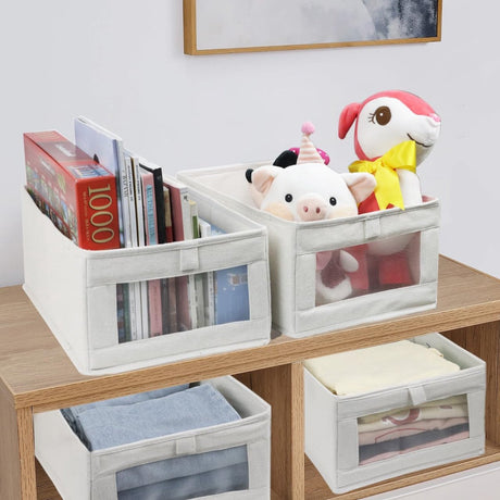 Storage Bins - Laundry Bins - Clothes Organizers - Closet Organizers and Storage Bins - for Clothes - Jeans - Toys - Books - Shelves - Cabinets - Wardrobes (Set of 4)