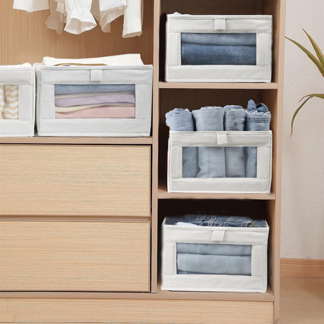 Storage Bins - Laundry Bins - Clothes Organizers - Closet Organizers and Storage Bins - for Clothes - Jeans - Toys - Books - Shelves - Cabinets - Wardrobes (Set of 4)