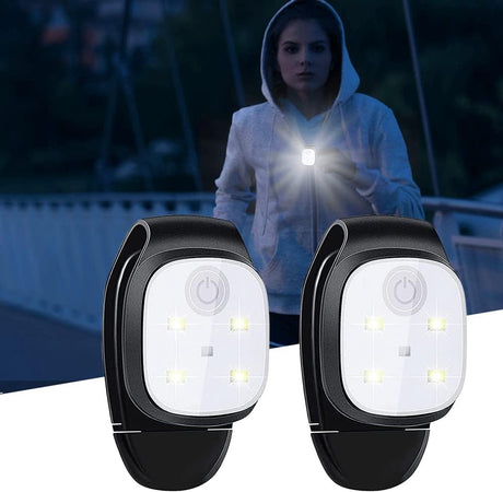 LED clip-on lights, set of 2, rechargeable, waterproof, safety lighting, running accessory, suitable for jogging, walking, running, fishing, camping and hiking.