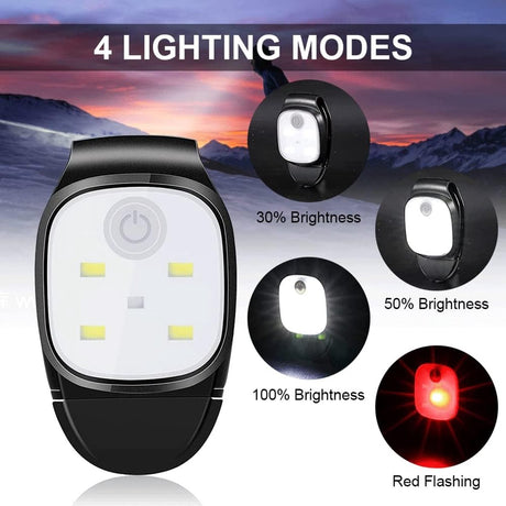 LED clip-on lights, set of 2, rechargeable, waterproof, safety lighting, running accessory, suitable for jogging, walking, running, fishing, camping and hiking.