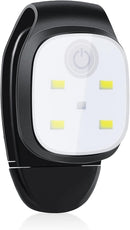 Clip-on outdoor running light, LED flashlight, USB rechargeable, reflective plastic safety light, accessory for running/training/racing.