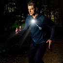 Clip-on outdoor running light, LED flashlight, USB rechargeable, reflective plastic safety light, accessory for running/training/racing.