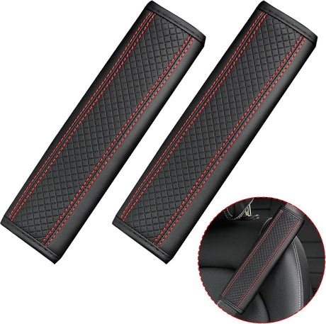 Seat belt protectors - Pack of 2 - Seat belt protectors - Seat belt protectors - Seat belt protectors for adults - Suitable for children's and adult seat belts (black and red)