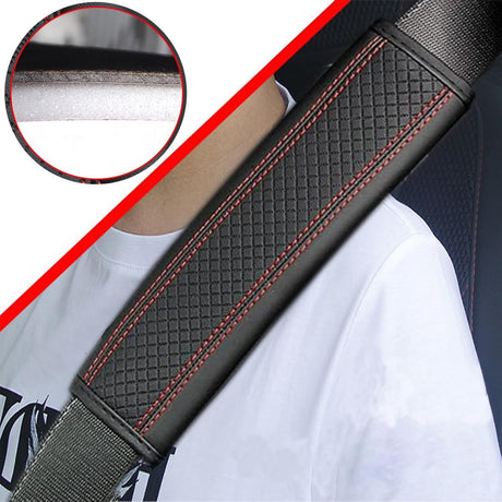 Seat belt protectors - Pack of 2 - Seat belt protectors - Seat belt protectors - Seat belt protectors for adults - Suitable for children's and adult seat belts (black and red)