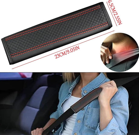 Seat belt protectors - Pack of 2 - Seat belt protectors - Seat belt protectors - Seat belt protectors for adults - Suitable for children's and adult seat belts (black and red)