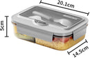 Lunch box - Lunch box for adults - Lunch boxes for children - Compartment lunch box - Reusable lunch box - 2-compartment container - Insulated - Sealable - Portable - Microwaveable (grey)