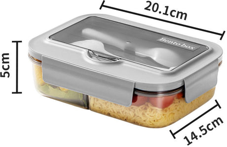 Lunch box - Lunch box for adults - Lunch boxes for children - Compartment lunch box - Reusable lunch box - 2-compartment container - Insulated - Sealable - Portable - Microwaveable (grey)