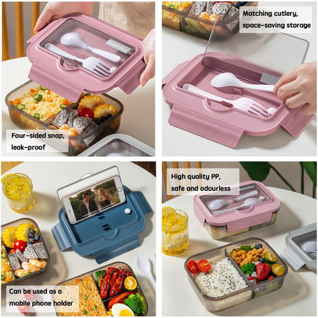 Lunch box - Lunch box for adults - Lunch boxes for children - Compartment lunch box - Reusable lunch box - 2-compartment container - Insulated - Sealable - Portable - Microwaveable (grey)