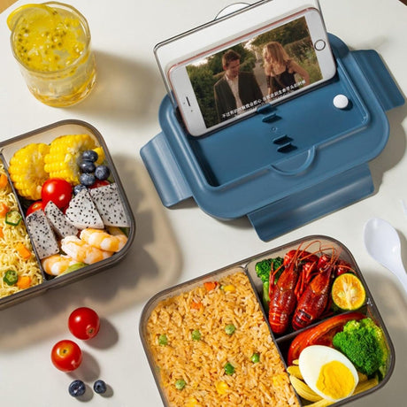 Lunch box - Lunch box for adults - Lunch boxes for children - Compartment lunch box - Reusable lunch box - 2-compartment container - Insulated - Sealable - Portable - Microwaveable (grey)