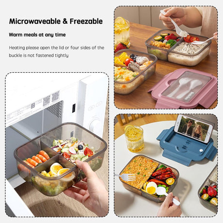 Lunch box - Lunch box for adults - Lunch boxes for children - Compartment lunch box - Reusable lunch box - 2-compartment container - Insulated - Sealable - Portable - Microwaveable (grey)
