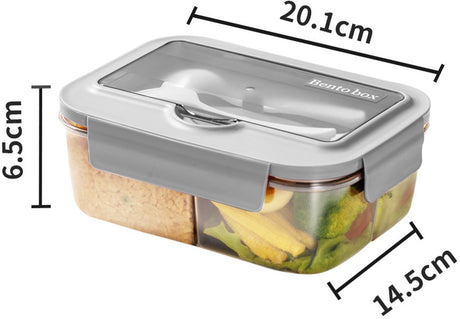 Lunch box - Lunch box for adults - Lunch boxes for children - Compartment lunch box - Reusable lunch box - 2-compartment container - Insulated - Sealable - Portable - Microwaveable (grey)