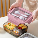 Lunch box - Lunch box for adults - Lunch boxes for children - Compartment lunch box - Reusable lunch box - 2-compartment container - Insulated - Sealable - Portable - Microwaveable (grey)