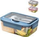 Lunch Box - Children's Lunch Box - Compartmentalized Lunch Box - Reusable Lunch Box - 2-Compartment Lunch Box - Insulated - Sealable - Portable - Microwaveable (Blue)