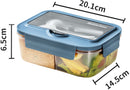 Lunch Box - Children's Lunch Box - Compartmentalized Lunch Box - Reusable Lunch Box - 2-Compartment Lunch Box - Insulated - Sealable - Portable - Microwaveable (Blue)