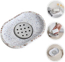 Terrazzo soap dish with stainless steel drainer, beige, natural stone, beige for bathroom, sink and kitchen - Drainage design for bathroom sinks and countertops