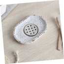 Terrazzo soap dish with stainless steel drainer, beige, natural stone, beige for bathroom, sink and kitchen - Drainage design for bathroom sinks and countertops