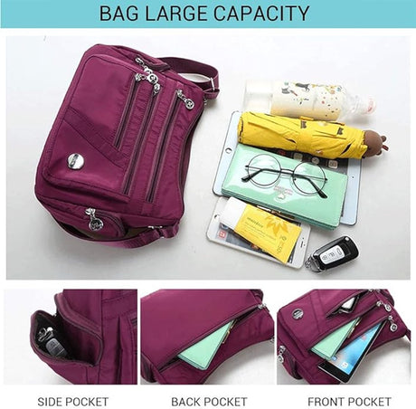 Handbags Nylon shoulder bag, multi-pocket handbag with large capacity, casual messenger bag for women, waterproof nylon shoulder bag, messenger bag, anti-theft handbag